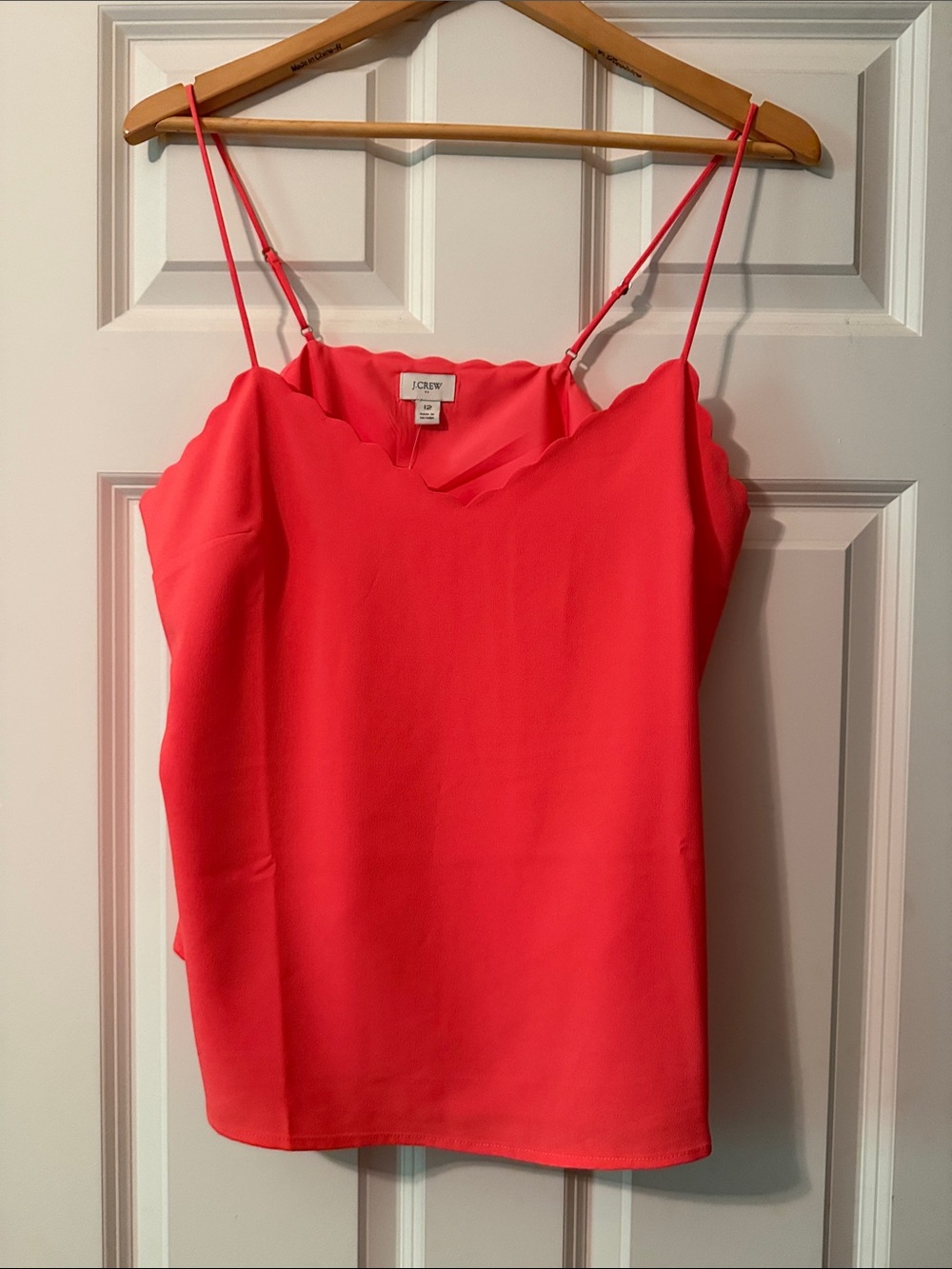 J. Crew Coral Scalloped-Edge Spaghetti Strap Cami